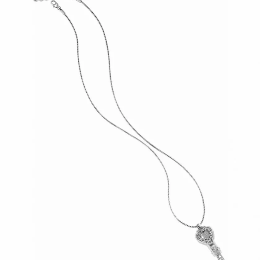Brighton Reno Heart Badge Clip Necklace Silver Clearance