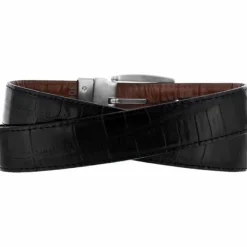 Brighton Reversible Croco Belt Black-Peanut Outlet