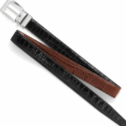 Brighton Reversible Croco Belt Black-Peanut Outlet