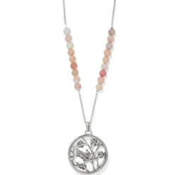 Brighton Sakura Beaded Pendant Necklace Silver-Pink Discount