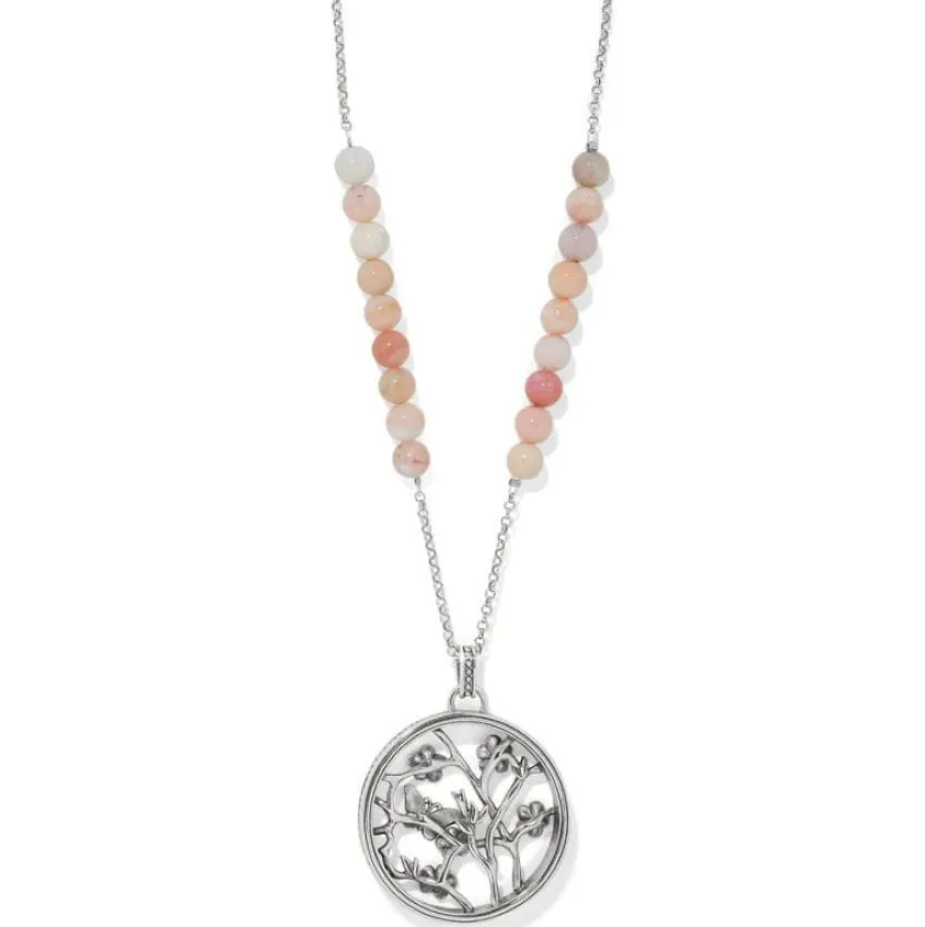 Brighton Sakura Beaded Pendant Necklace Silver-Pink Discount