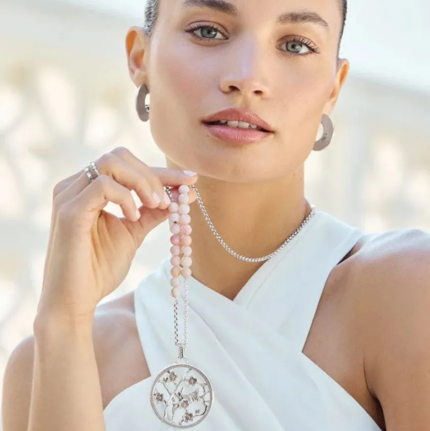 Brighton Sakura Beaded Pendant Necklace Silver-Pink Discount