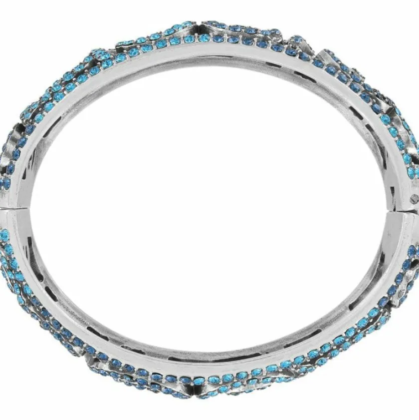 Brighton Sea of Love Crystal Hinged Bangle Silver-Blue Best