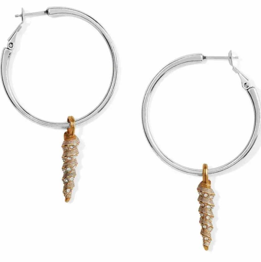 Brighton Shells Charm Hoop Earrings Silver-Gold Hot