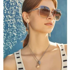 Brighton Shells Charm Hoop Earrings Silver-Gold Hot