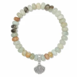 Brighton Silver Shells Bay Stretch Bracelet Silver-Blue Fashion