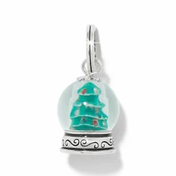 Brighton Snowglobe Christmas Tree Charm Silver-Green Clearance