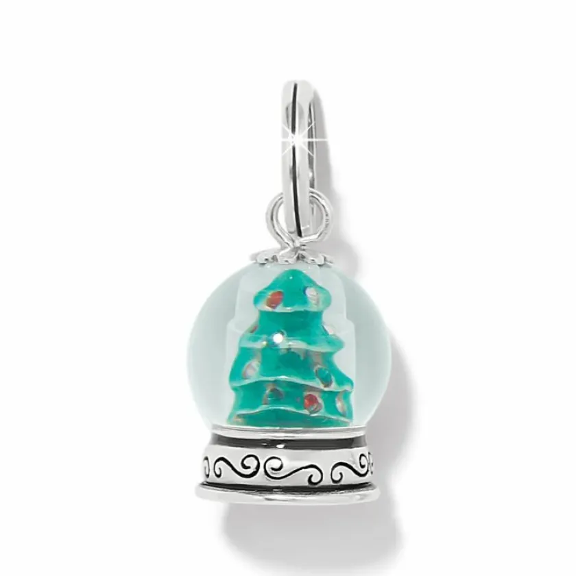 Brighton Snowglobe Christmas Tree Charm Silver-Green Clearance