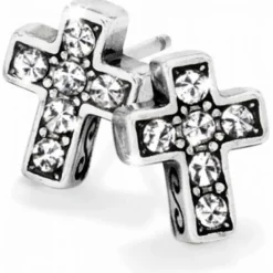 Brighton Starry Night Cross Mini Post Earrings Silver Fashion