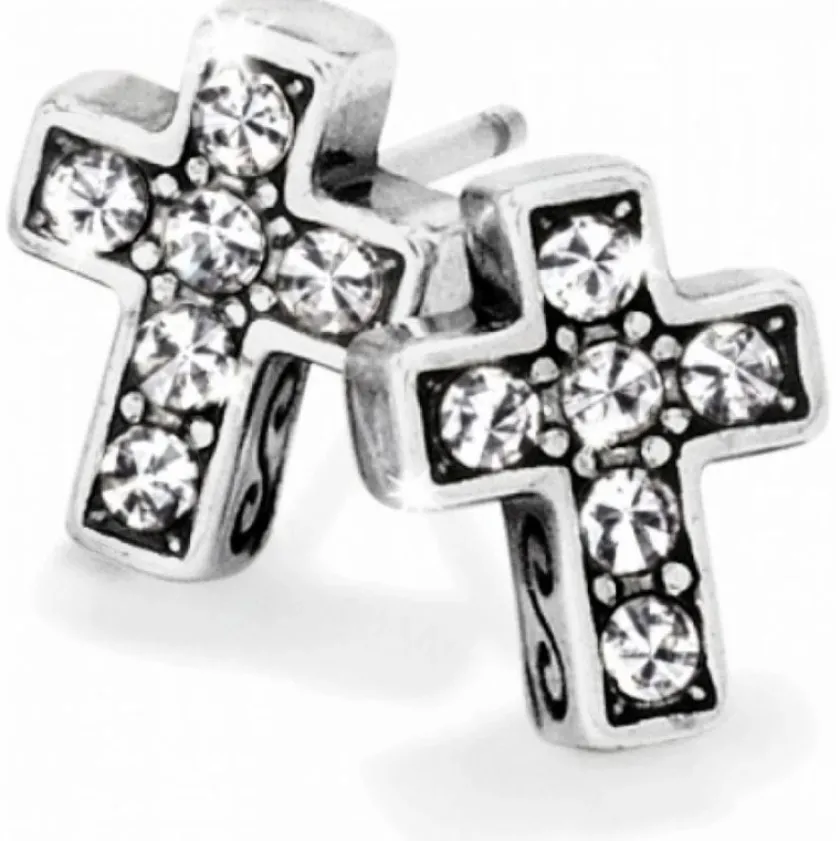 Brighton Starry Night Cross Mini Post Earrings Silver Fashion