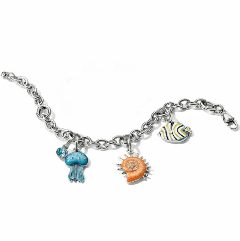 Brighton Sunburst Shell Charm Silver-Orange Clearance
