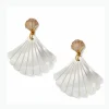 Brighton Sunset Cove Mother Of Pearl Shell Post Earrings Gold-White Hot