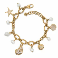 Brighton Sunset Cove Pearl Charm Bracelet Gold-Pearl Fashion