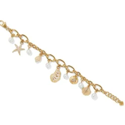 Brighton Sunset Cove Pearl Charm Bracelet Gold-Pearl Fashion