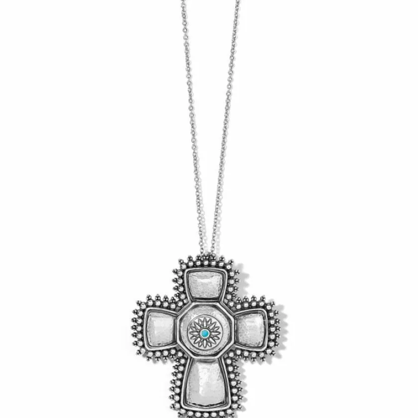 Brighton Telluride West Cross Necklace Silver-Turquoise Online