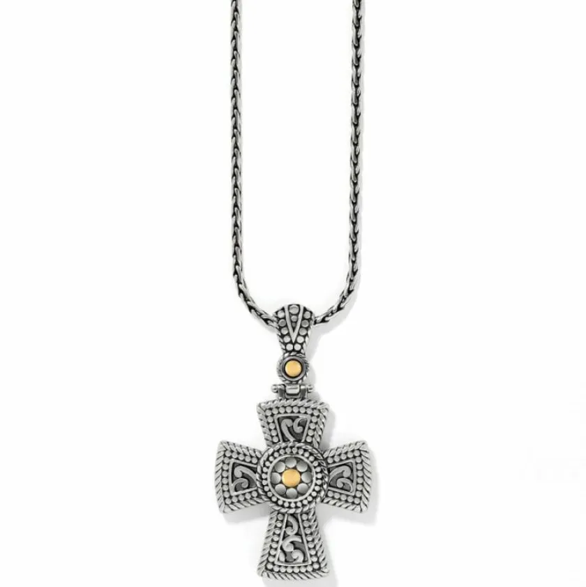 Brighton Temple Cross Necklace Silver-Gold New