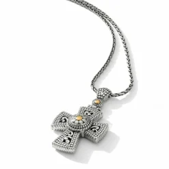 Brighton Temple Cross Necklace Silver-Gold New