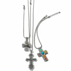 Brighton Temple Cross Necklace Silver-Gold New