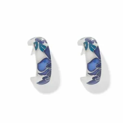 Brighton Terra Hoop Earrings Silver-Blue New