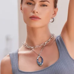 Brighton Terra Hoop Earrings Silver-Blue New