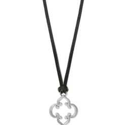 Brighton Toledo Leather Necklace Silver-Black Sale
