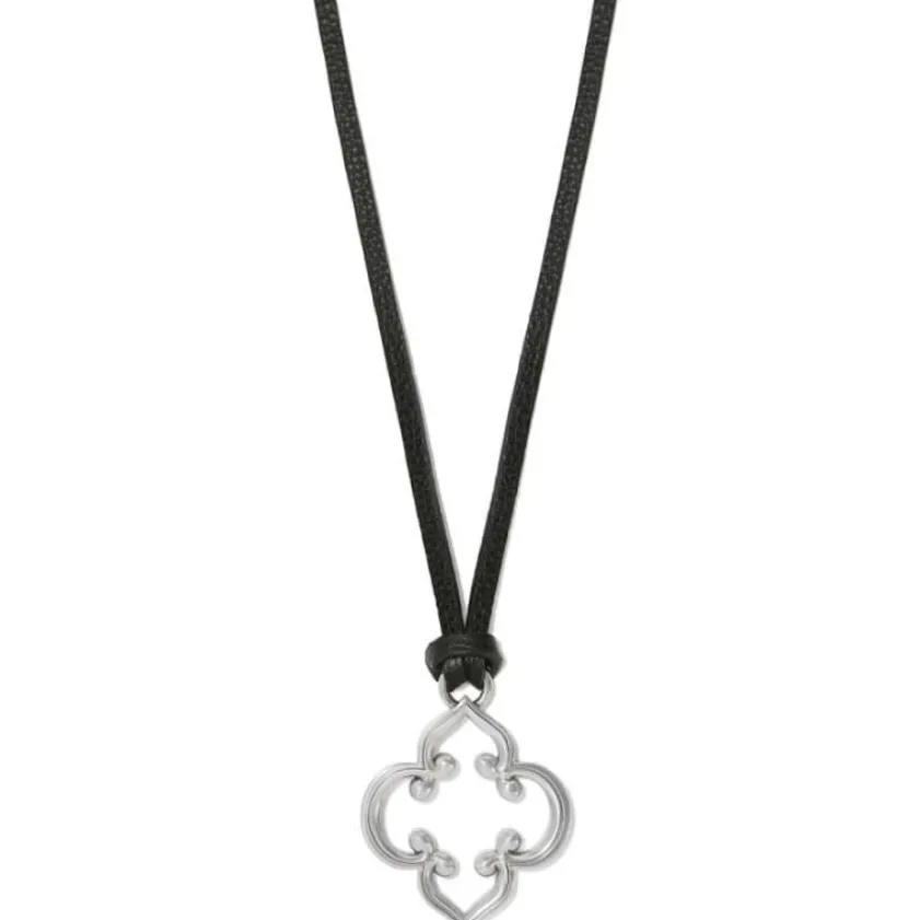 Brighton Toledo Leather Necklace Silver-Black Sale