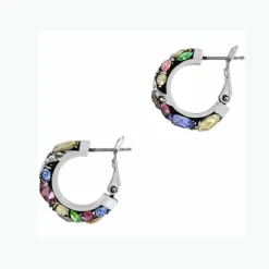 Brighton Trust Your Journey Hoop Earrings Silver-PastelMulti Discount