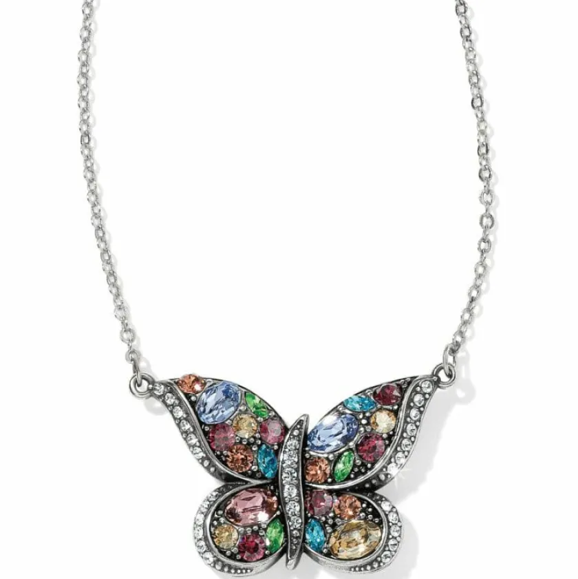 Brighton Trust Your Journey Reversible Butterfly Necklace Silver-PastelMulti New