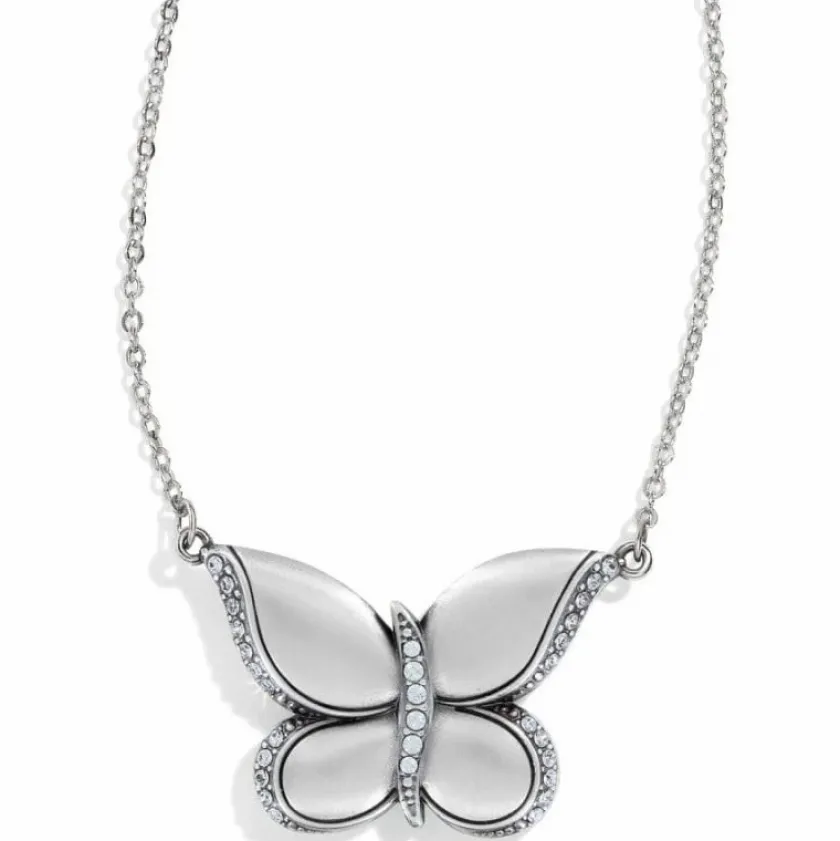 Brighton Trust Your Journey Reversible Butterfly Necklace Silver-PastelMulti New