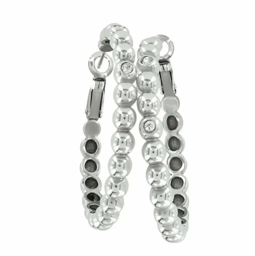 Brighton Twinkle Granulation Large Hoops Silver Clearance