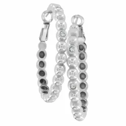 Brighton Twinkle Granulation Large Hoops Silver Clearance