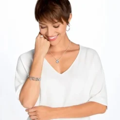 Brighton Twinkle Medium Hoop Post Earrings Silver Clearance