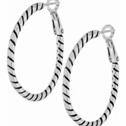 Brighton Twist Oval Hoop Charm Earrings Silver Discount