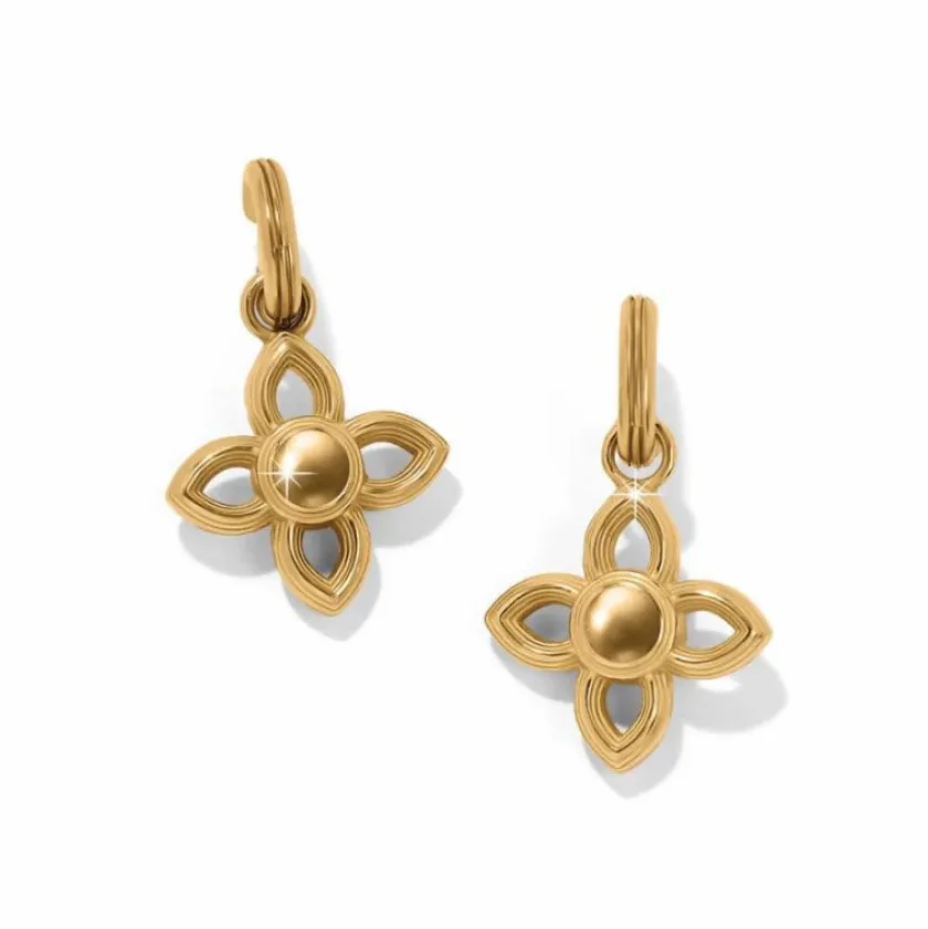 Brighton Venetian Gems Flower Reversible Post Drop Earrings Gold-Red Hot