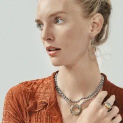 Brighton Venezia Open Ring Short Necklace Silver-Gold Clearance