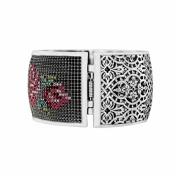 Brighton Victorian Rose Hinged Bangle Silver-Multi Outlet