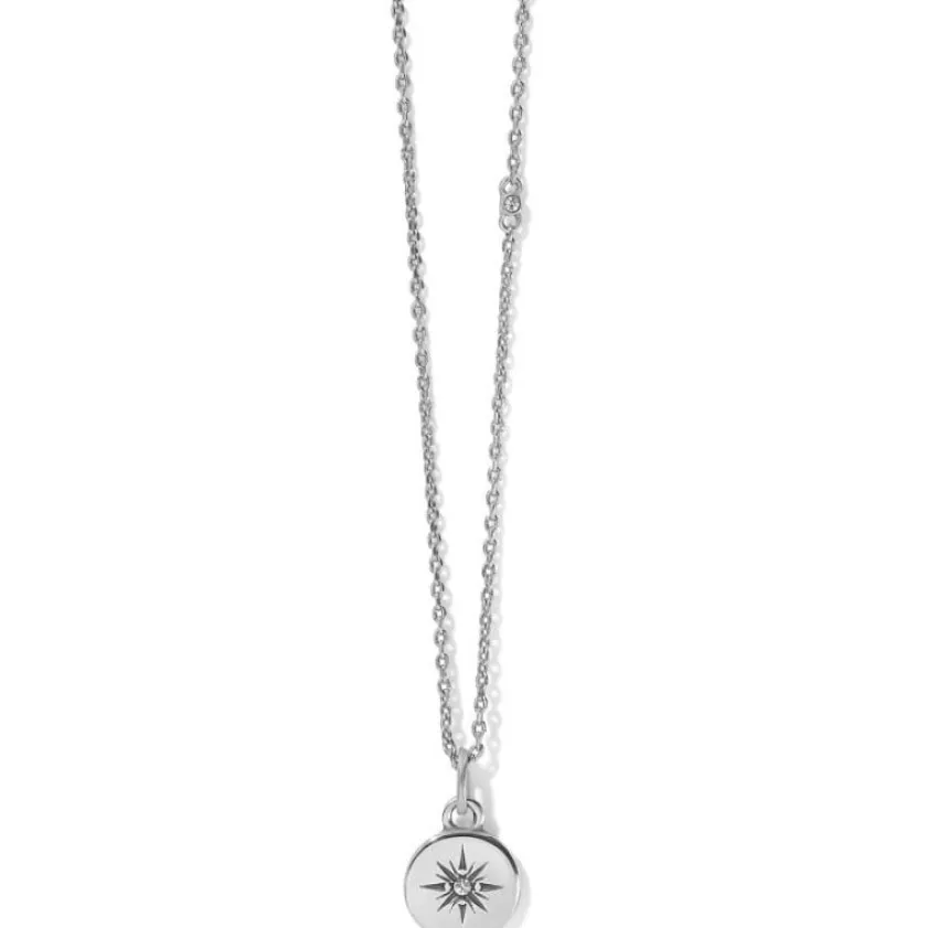 Brighton Voyage Mini Compass Necklace Silver New