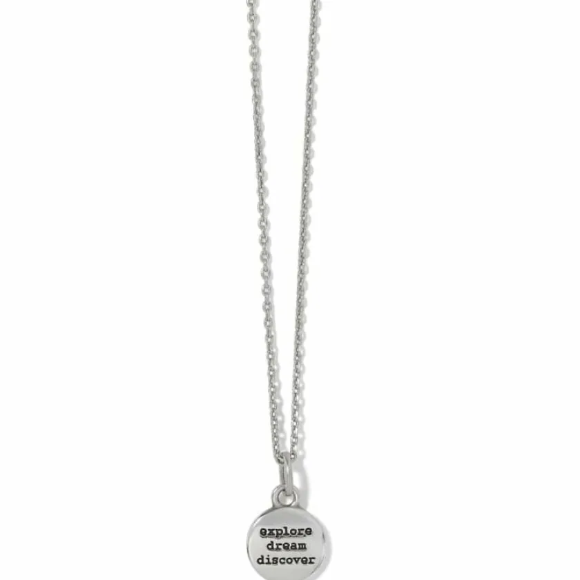Brighton Voyage Mini Compass Necklace Silver New