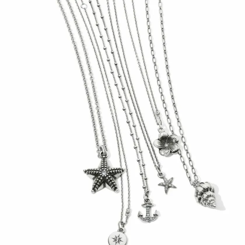 Brighton Voyage Mini Compass Necklace Silver New