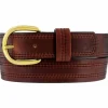 Brighton X Stitching Oiltan Belt Brown Outlet