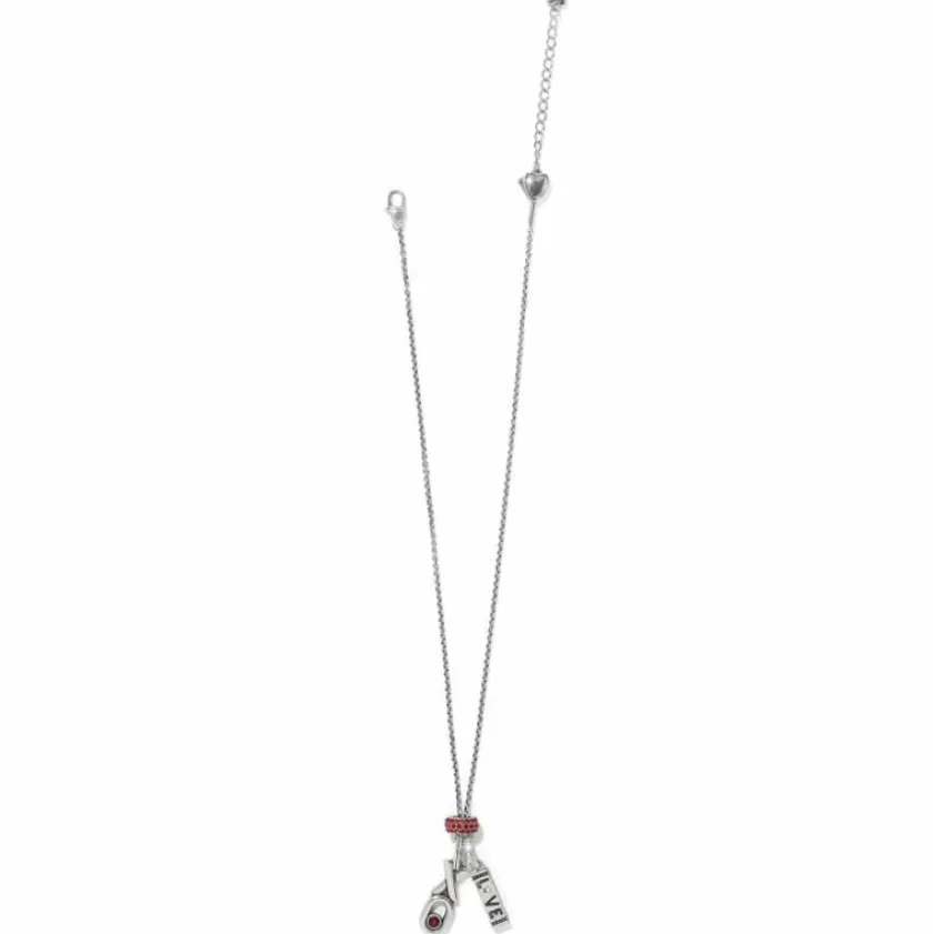 Brighton XO Charm Necklace Silver-Red Hot